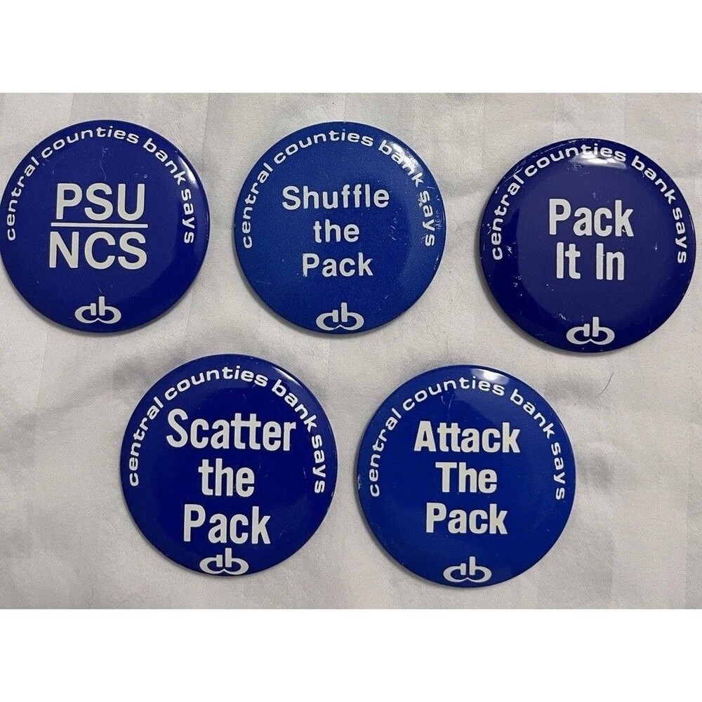 LOT 5 Vtg Penn State Football Buttons Central Counties Bank Says NC State Pack